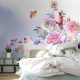 پوستر دیواری گل های رز و پروانه های زیبا
