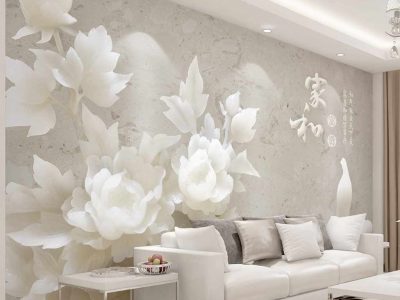 پوستر دیواری گل های سفید زیبا