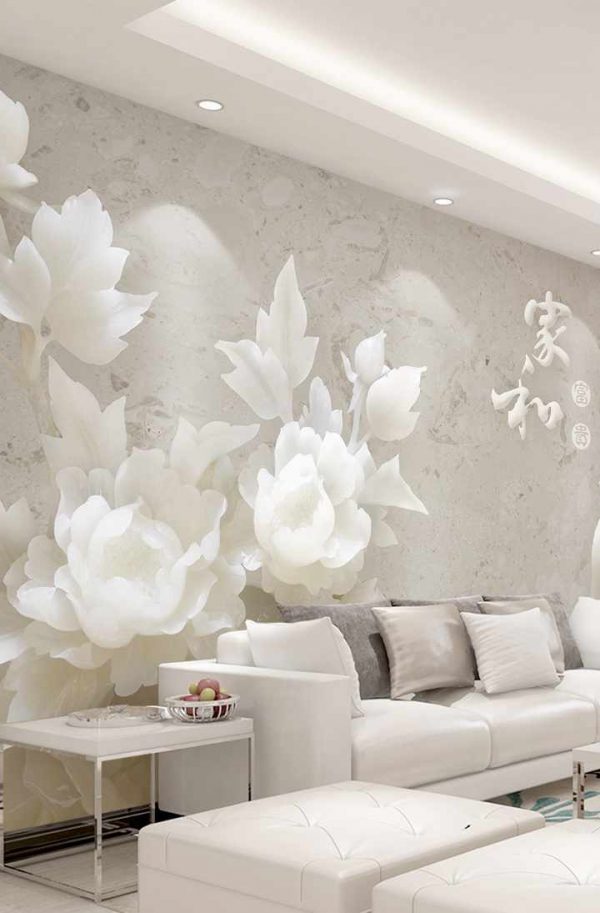پوستر دیواری گل های سفید زیبا
