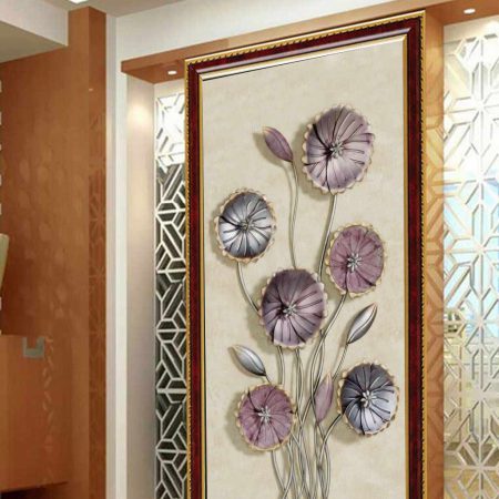 پوستردیواری غنچه وگل های دایره ایی بنفش