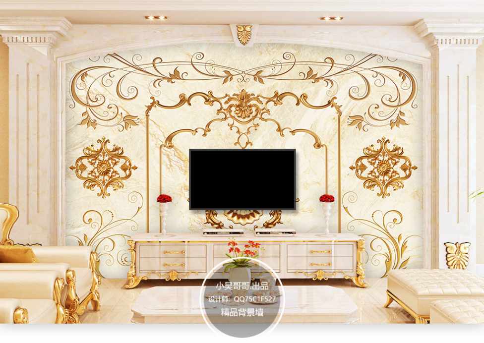 پوستر دیواری نقش و نگار های طلایی
