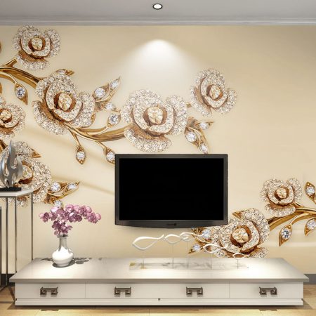 پوستر دیواری شاخه گل های طلایی