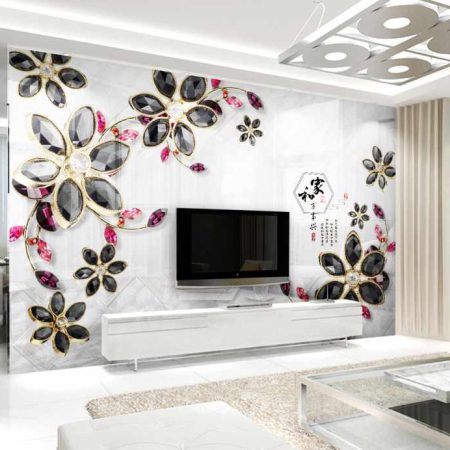 پوستر دیواری شاخه گل های مشکی