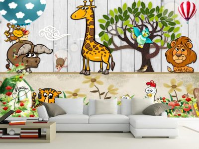 پوستر دیواری طرح کودکانه حیوانات جنگل