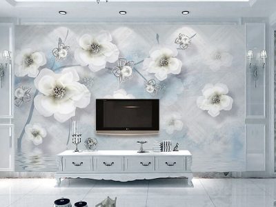 پوستر دیواری شاخه گل های ابرنگی
