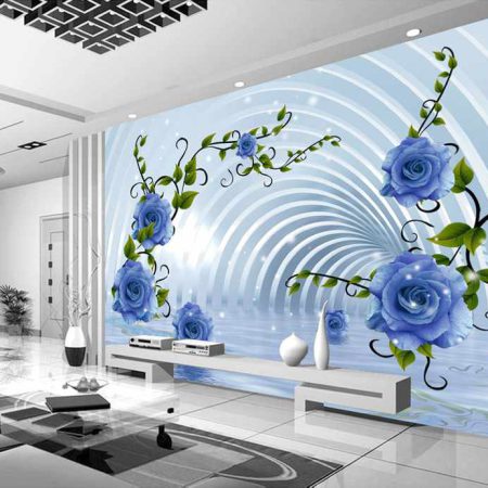 پوستر دیواری تونل و گل های ابی