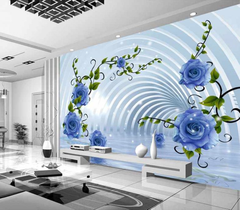 پوستر دیواری تونل و گل های ابی