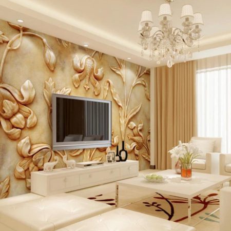 پوستر دیواری گچ بری گل های شاخه ایی