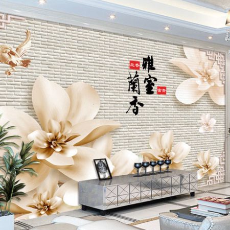 پوستر دیواری گل و دیوار اجری