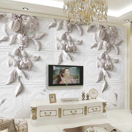 پوستر دیواری گچ بری سه بعدی گل های زیبا