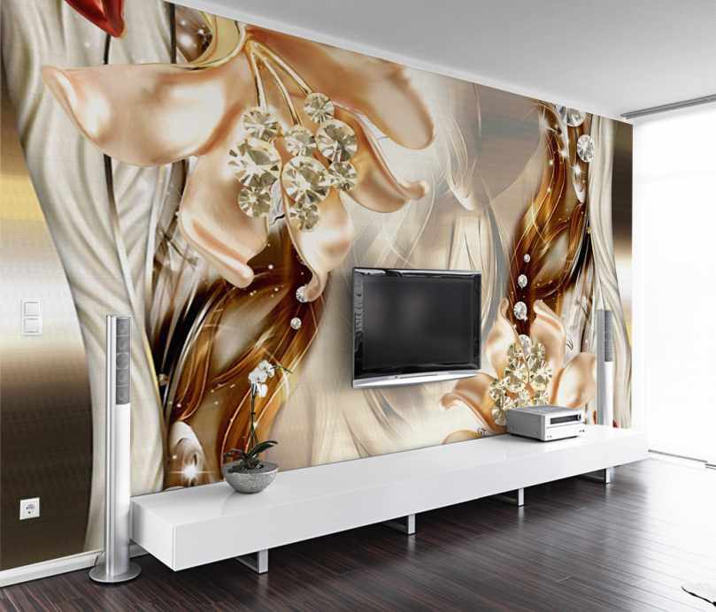 پوستر دیواری گل های کرم قهوه ای