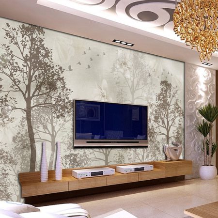 پوستر دیواری طرحی از درختان سیاه و سفید
