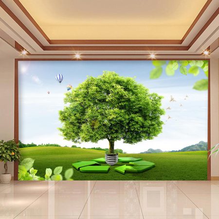 پوستر دیواری طرحی زیبا از تک درخت سرسبز