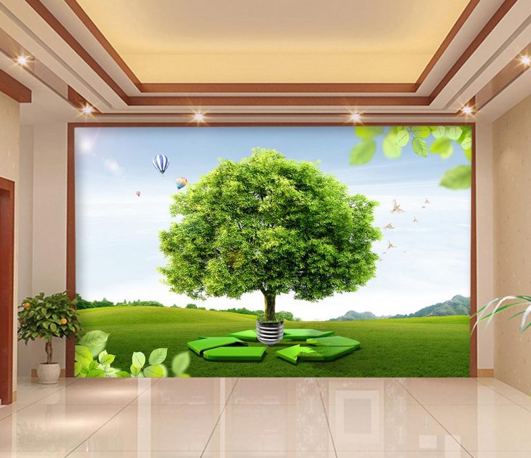 پوستر دیواری طرحی زیبا از تک درخت سرسبز
