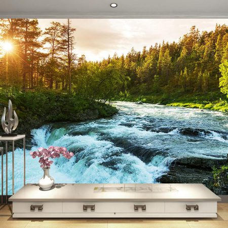 پوستر دیواری رودخانه ای با خورشید تابان