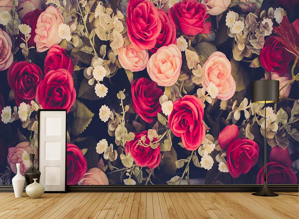 پوستر دیواری گل های رز سه بعدی زیبا