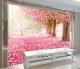 پوستر دیواری جاده ای از شکوفه های صورتی