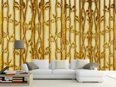 پوستر دیواری شاخه برگ های طلایی
