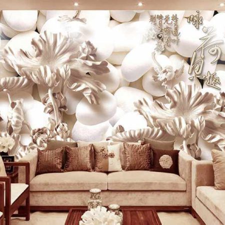 پوستر دیواری گچ بری گل های سه بعدی