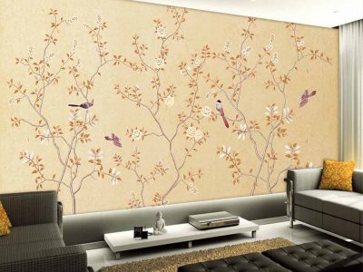 پوستر دیواری طرح درخت با پرنده ها
