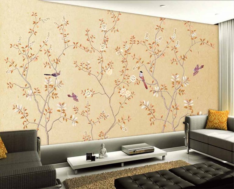 پوستر دیواری طرح درخت با پرنده ها