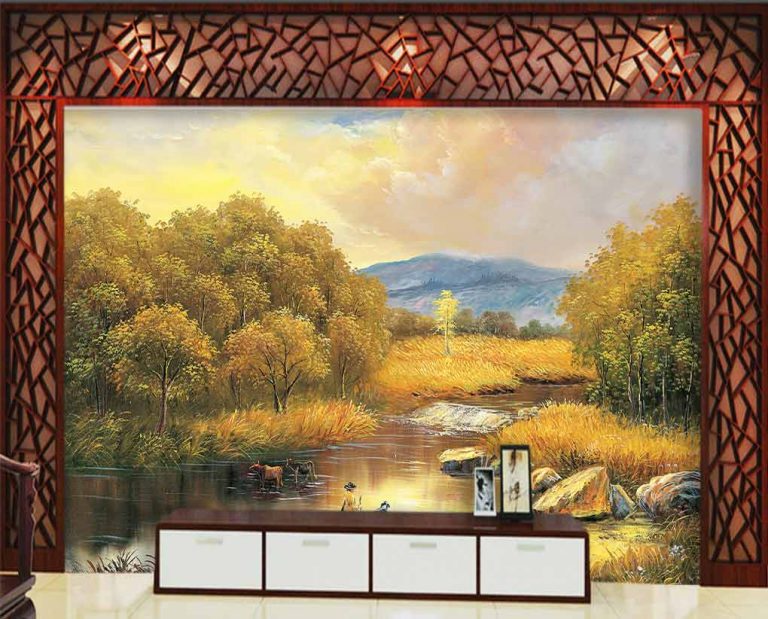 پوستر دیواری طبیعت پاییزی نقاشی شده