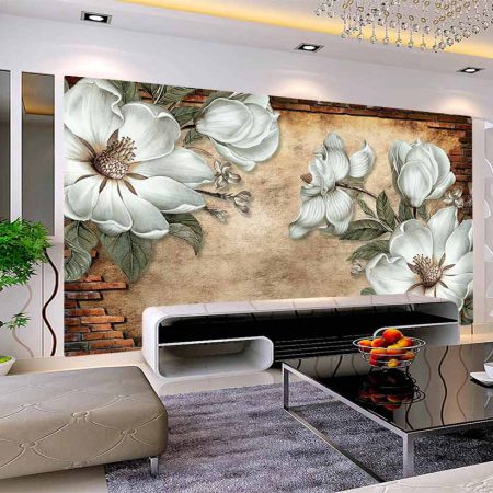 پوستر دیواری طرح سه بعدی گل های هنری