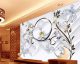 کاغذ دیواری سه بعدی شاخه و پروانه های نگینی