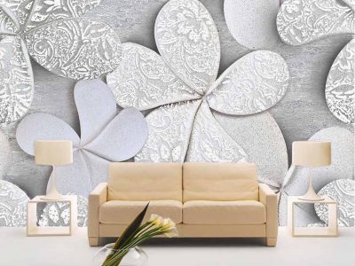 کاغذ دیواری سه بعدی طرح گل هنری زیبا