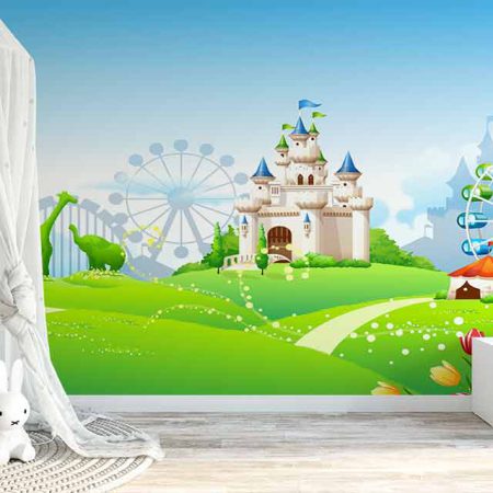 کاغذ دیواری سه بعدی طرح شهر کارتونی
