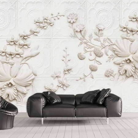 پوستر دیواری طرح گل های گچ بری