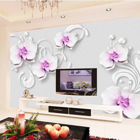 کاغذ دیواری سه بعدی طرح گل سه بعدی