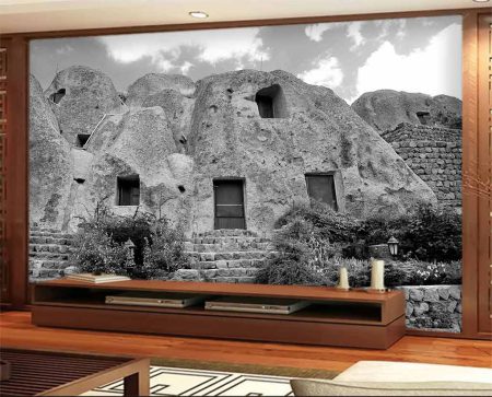 پوستردیواری خونه های سنگی قدیمی