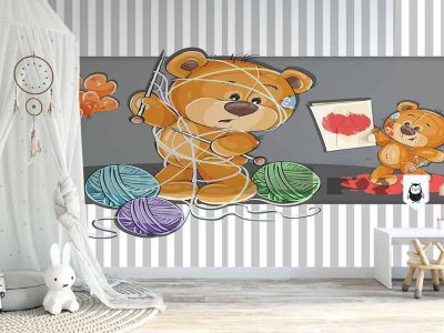 کاغذ دیواری سه بعدی کودکانه خرس های کوچولو