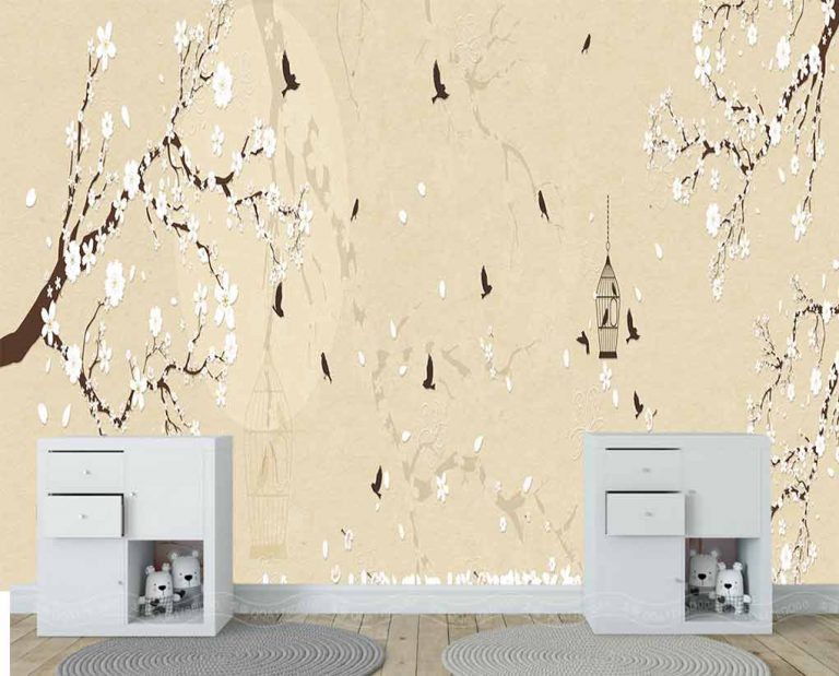پوستر دیواری طرح شاخه درخت با شکوفه