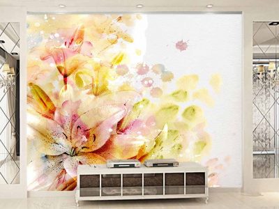 کاغذ دیواری سه بعدی طرح گل نقاشی هنری