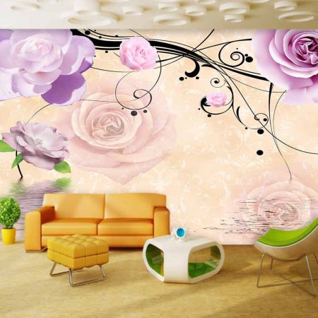 پوستر دیواری گل های رز سه بعدی زیبا