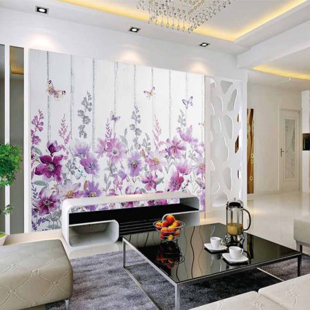 پوستر دیواری طرح گل های بنفش نقاشی