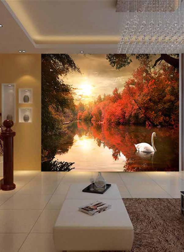 پوستر دیواری منظره ای زیبا از طبیعت پاییزی