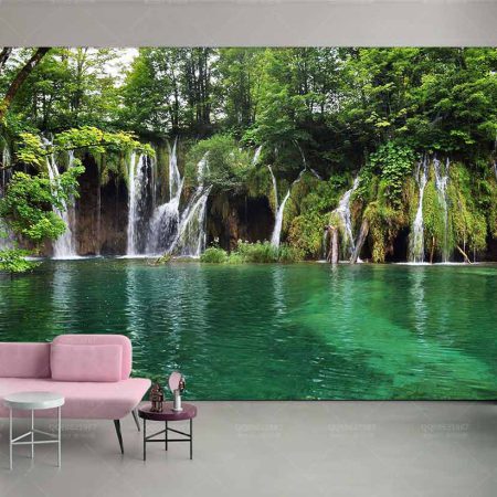 پوستر دیواری دریاچه ای در جنگل بکر