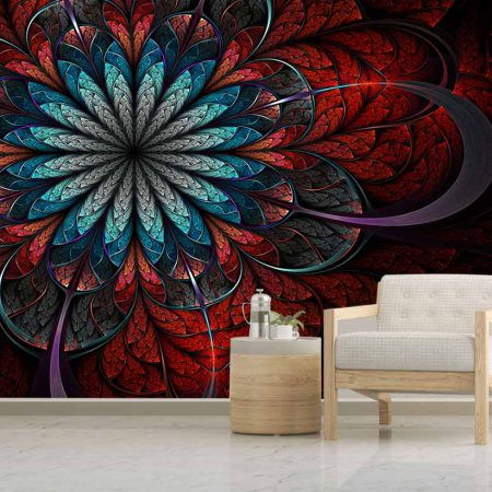 کاغذ دیواری سه بعدی طرح گل هنری