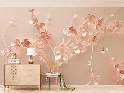 پوستر دیواری درخت صورتی و شکوفه