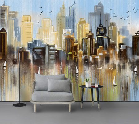 پوستر دیواری طرح هنری از ساختمان ها