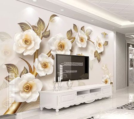 پوستر دیواری گل برجسته و پروانه ها