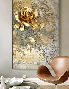 پوستر دیواری شاخه گل طلایی