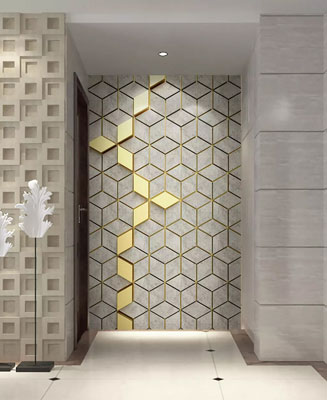 پوستر دیواری طرح شش ضلعی طلایی