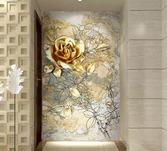 پوستر دیواری شاخه گل طلایی