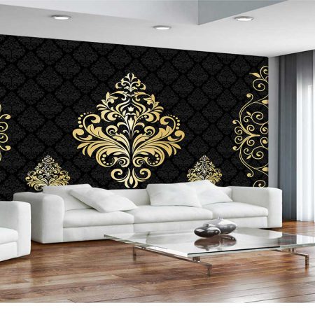 پوستردیواری داماسک طلایی