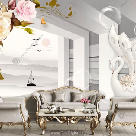 پوستر دیواری سه بعدی سالن پذیرایی BA-2516