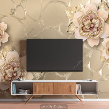 پوستر دیواری پشت تلویزیون گل نگینی BA-2795